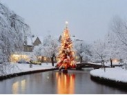 100. Bourton-on-the-Water's Christmas tree in the River Windrush